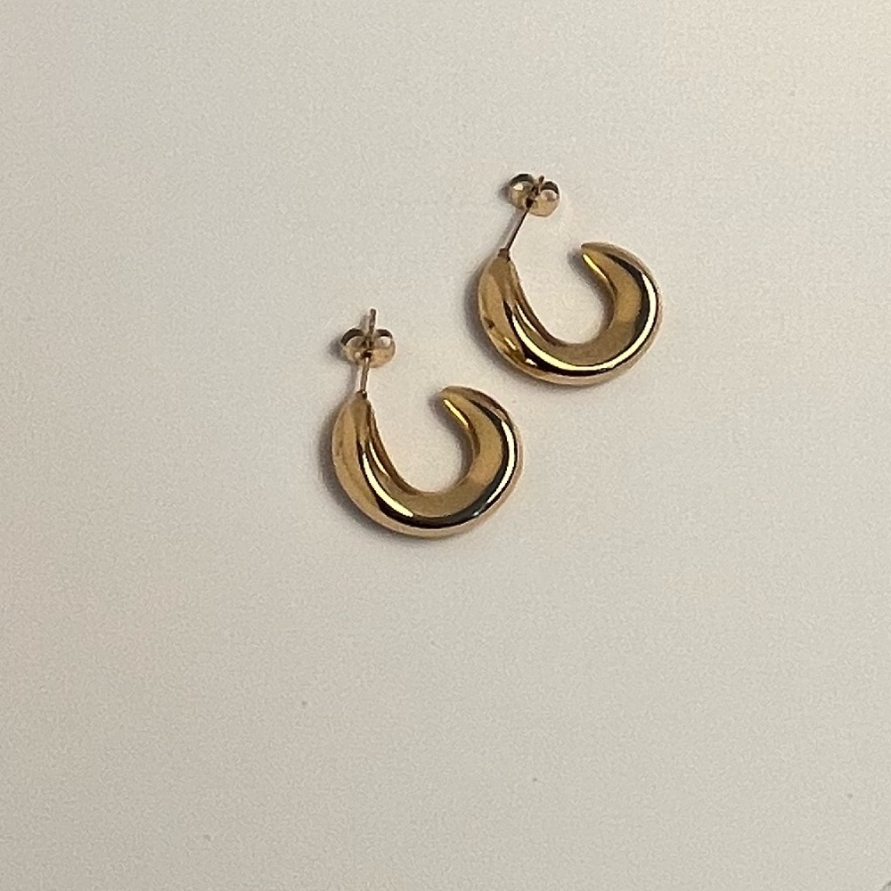 Half moon hoops, stainless steel 18k gold plated - Picture 3 of 5